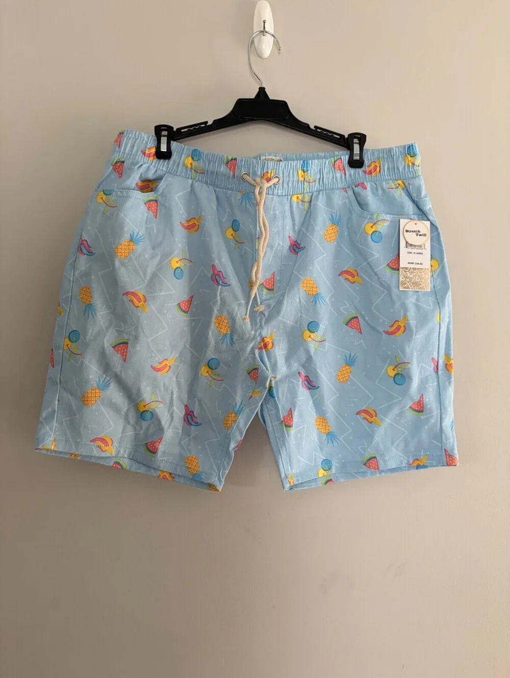 NWT Fresh Print of Bel-Air Stretch Twill Shorts Men's Size XL 90's Fruity Blue